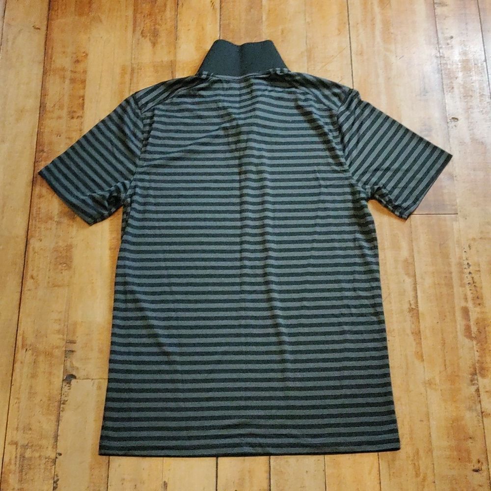 Nike Gold Polo Small Black Gray Striped Polo Shirt Dri fit Nike Golf Wear - Picture 6 of 6